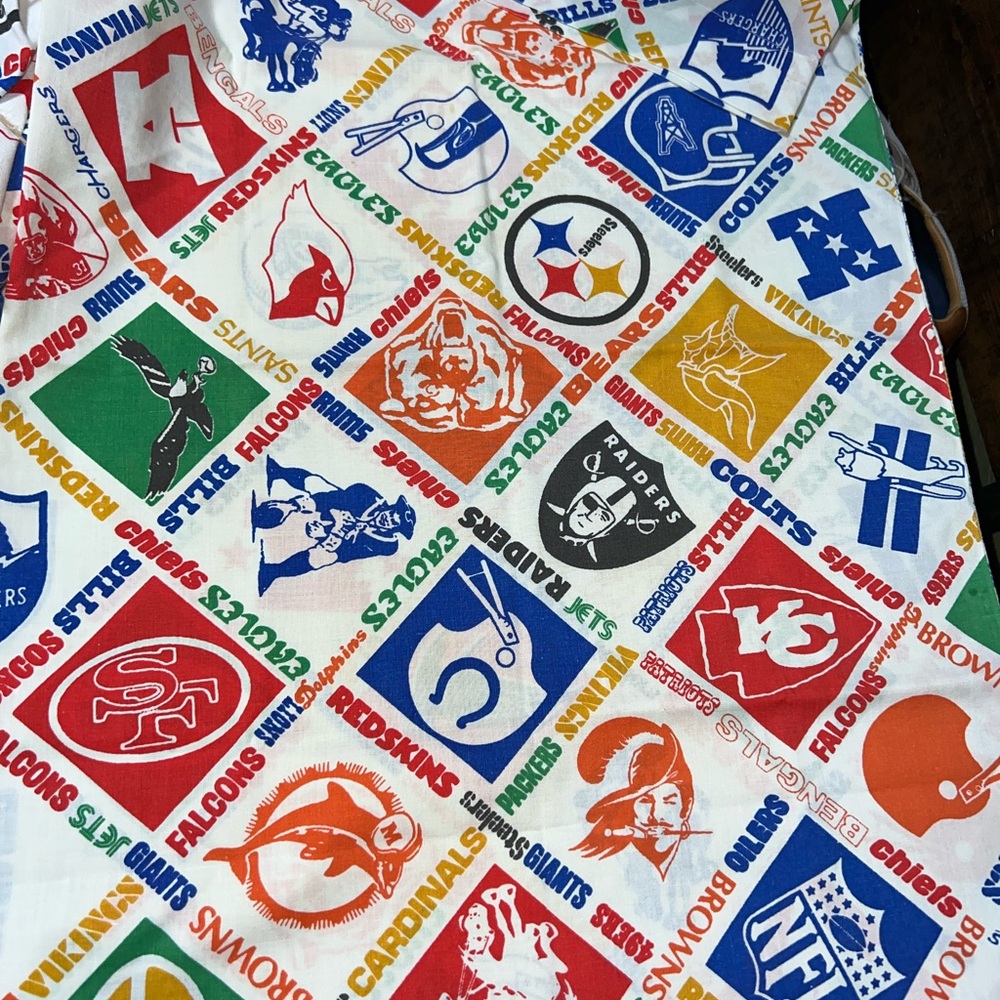 NFL Vintage Sears Perma-Prest Sheet Set Team Logo Patterned Fabric